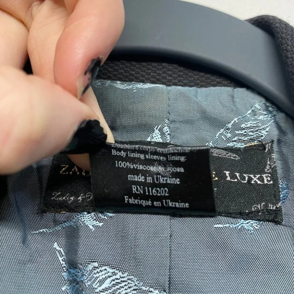 Zadig & Voltaire Luxe‎ Blazer Black XS 3/4 Sleeve Cotton Workwear - Picture 6 of 8